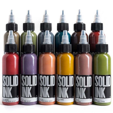 Opaque Earth 1oz 12ct Set by Solid Ink - Bloody Wolf Tattoo Supply