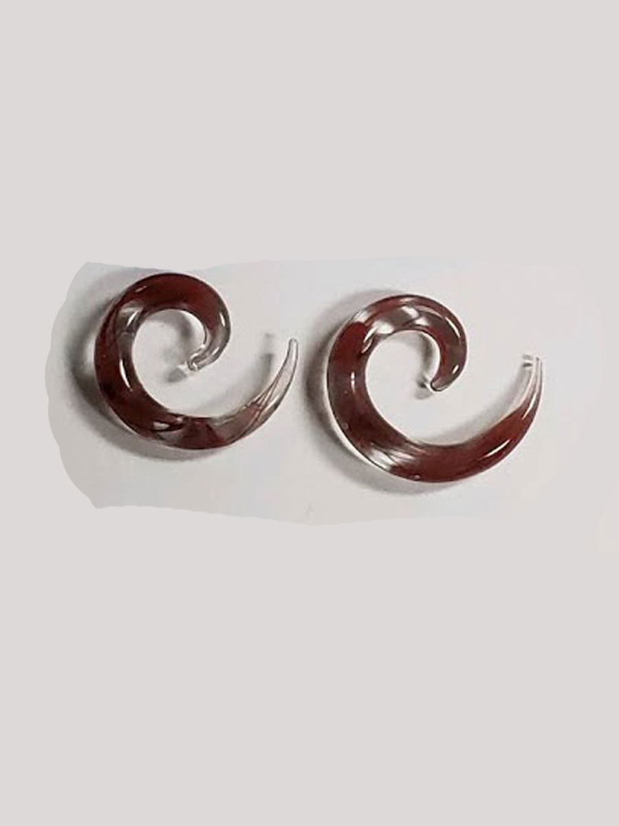 Red Spiral Glass Plugs - Bloody Wolf Tattoo Supply
