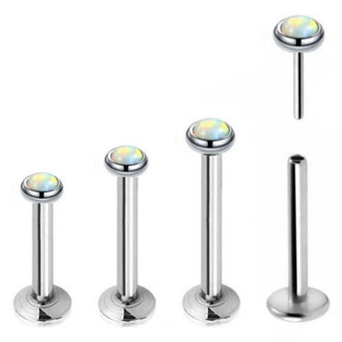 White Opal Threadless Labret - Bloody Wolf Tattoo Supply