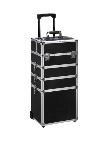 Rolling Travel Case - Black & Aluminum - Bloody Wolf Tattoo Supply