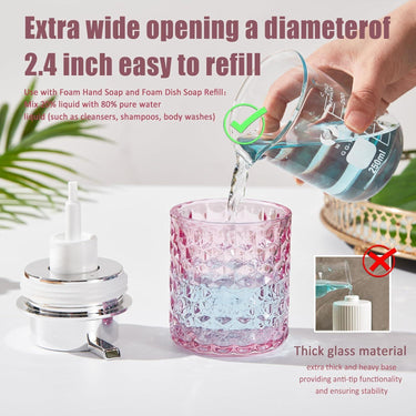 Foaming Soap Dispenser Pink Glass