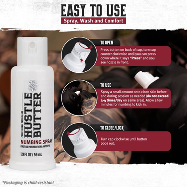 Hustle Butter Numbing Spray 1.9oz Pain Relief & Antiseptic