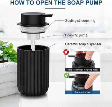 Foaming Soap Dispenser Black Ceramic 12oz