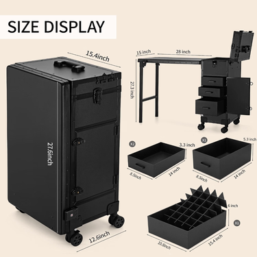 Rolling Travel Case and Desk - Black