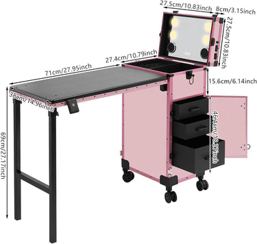 Rolling Travel Case and Desk - Pink