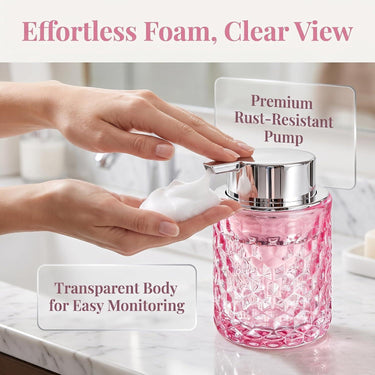 Foaming Soap Dispenser Pink Glass