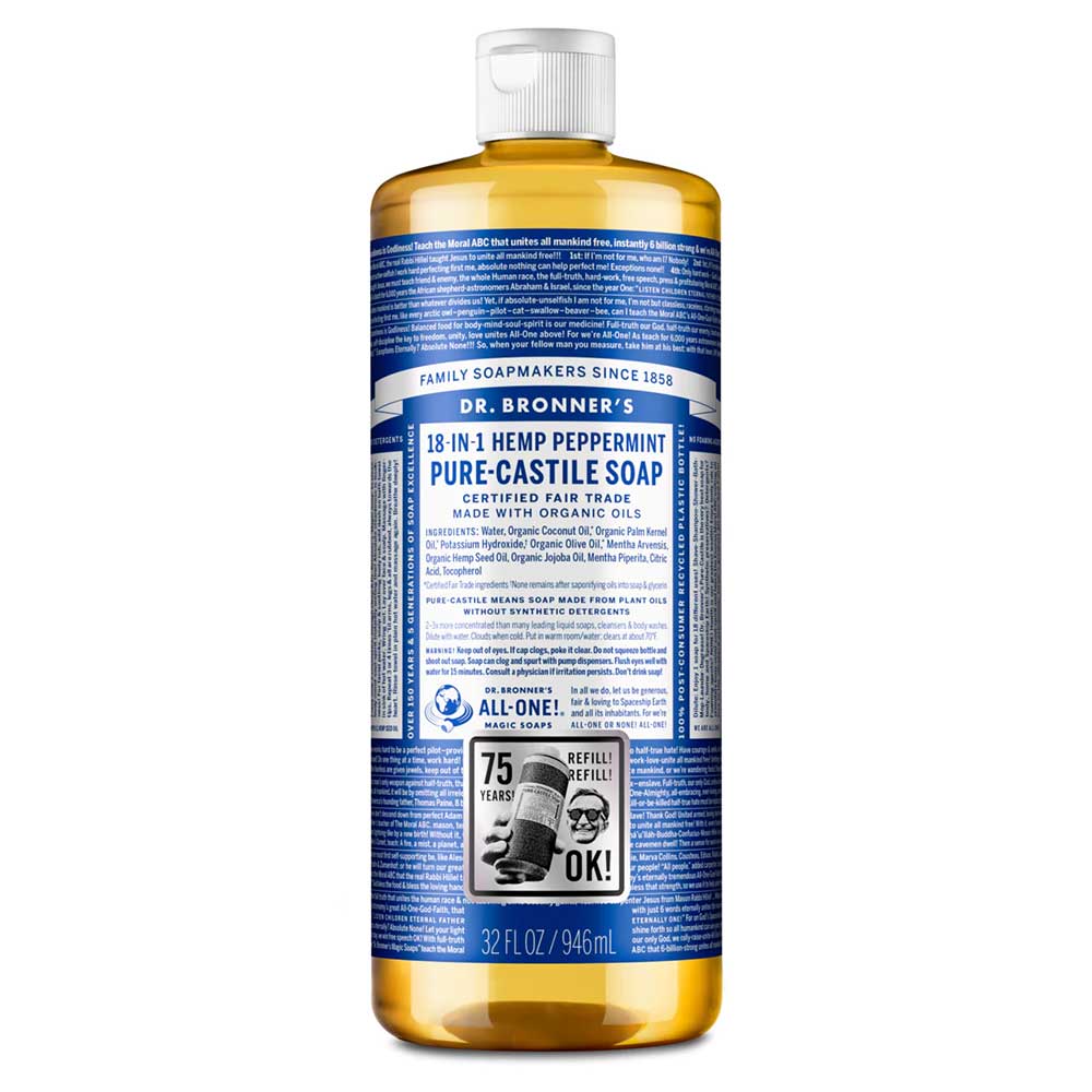 Dr. Bronner's Peppermint 32oz Castile Soap - Bloody Wolf Tattoo Supply