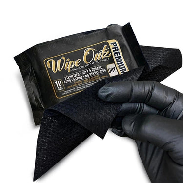 Wipe Outz Premium Sterilized Dry Black Tattoo Towels