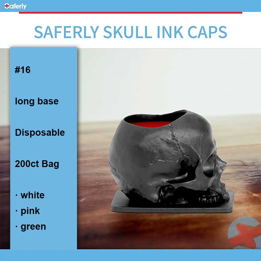 Ink Caps - Skull Shape White 200ct Bag - Bloody Wolf Tattoo Supply