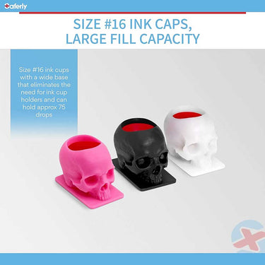 Ink Caps - Skull Shape White 200ct Bag - Bloody Wolf Tattoo Supply