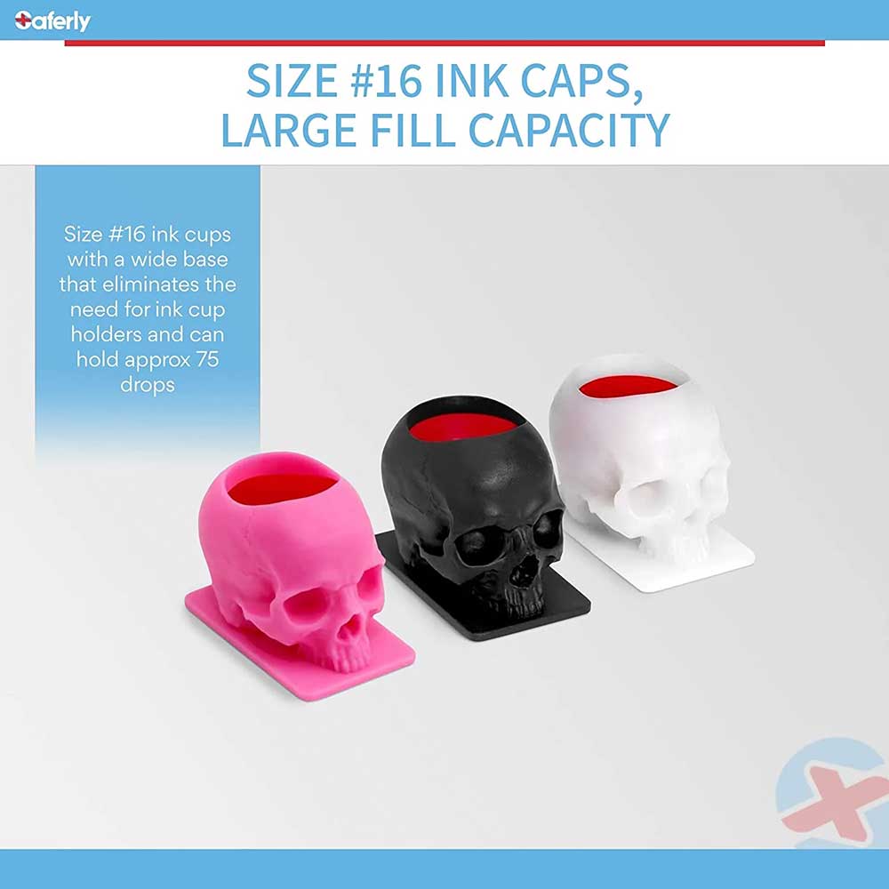 Ink Caps - Skull Shape Pink 200ct Bag - Bloody Wolf Tattoo Supply