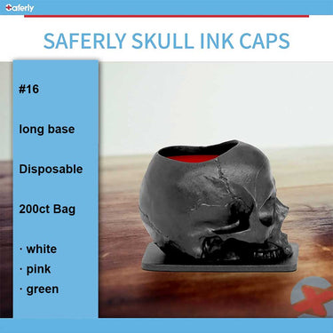 Ink Caps - Skull Shape White 200ct Bag - Bloody Wolf Tattoo Supply