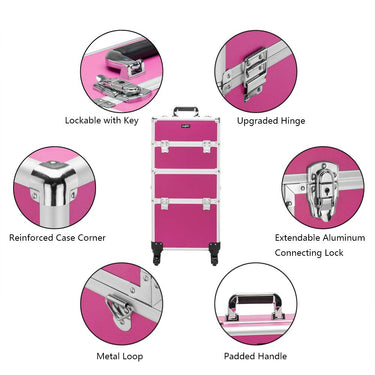 Rolling Travel Case - Hot Pink - Bloody Wolf Tattoo Supply