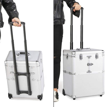 Rolling Travel Case - Silver Compact - Bloody Wolf Tattoo Supply