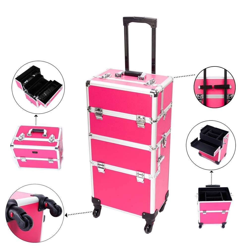 Rolling Travel Case - Hot Pink - Bloody Wolf Tattoo Supply