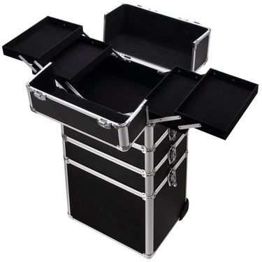Rolling Travel Case - Black & Aluminum - Bloody Wolf Tattoo Supply