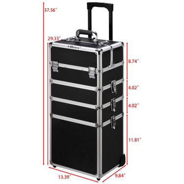 Rolling Travel Case - Black & Aluminum - Bloody Wolf Tattoo Supply