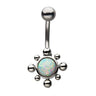 Bursting White Opalite Navel Belly Barbell - Bloody Wolf Tattoo Supply