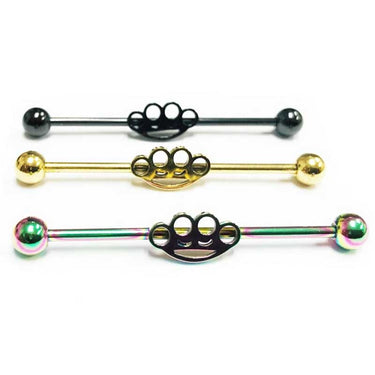Brass Knuckles Industrial Barbell - Bloody Wolf Tattoo Supply