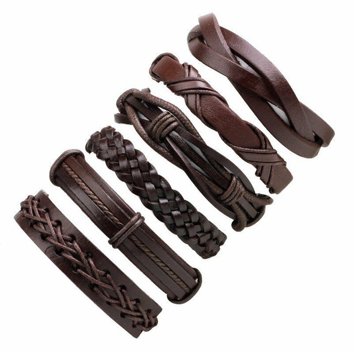 Leather Wrap Bracelet - Brown - Bloody Wolf Tattoo Supply