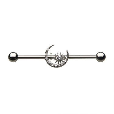 Moon and Star Industrial Barbell - Bloody Wolf Tattoo Supply