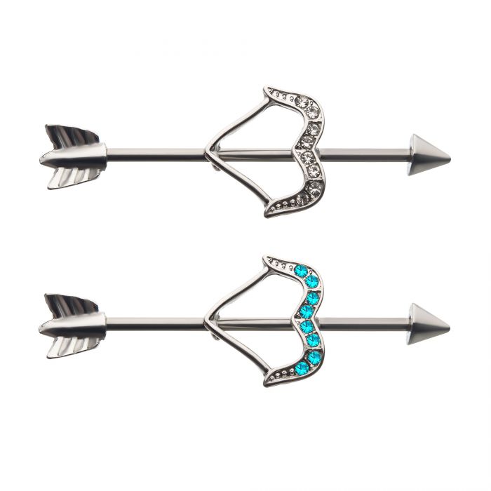 Arrow with Gems Industrial Barbell - Bloody Wolf Tattoo Supply