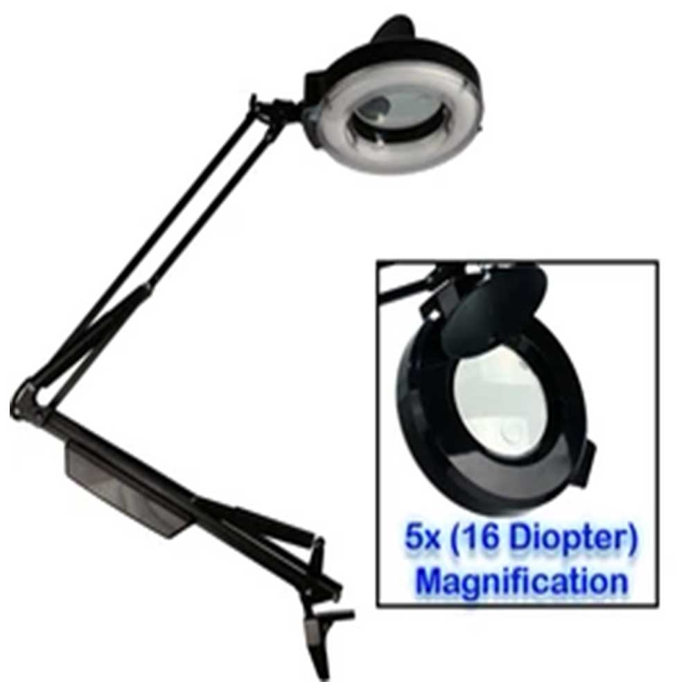 LED Magnifying Lamp on Rolling Stand 5x (16 Diopter) - Inkbed
