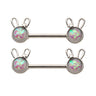 White Opal Bunny Nipple Barbell Set - Bloody Wolf Tattoo Supply