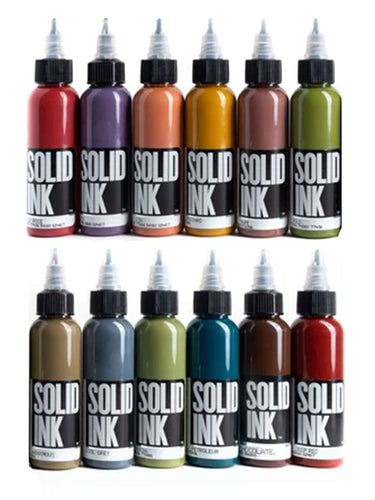 Opaque Earth 1oz 12ct Set by Solid Ink - Bloody Wolf Tattoo Supply