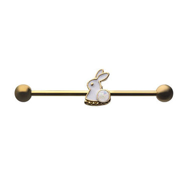Rabbit with Opal Industrial Barbell - Bloody Wolf Tattoo Supply