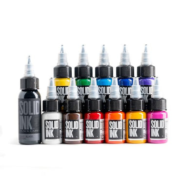 Solid Ink 12 Color Mini 1/2oz Set - Bloody Wolf Tattoo Supply
