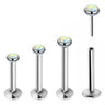 White Opal Threadless Labret - Bloody Wolf Tattoo Supply