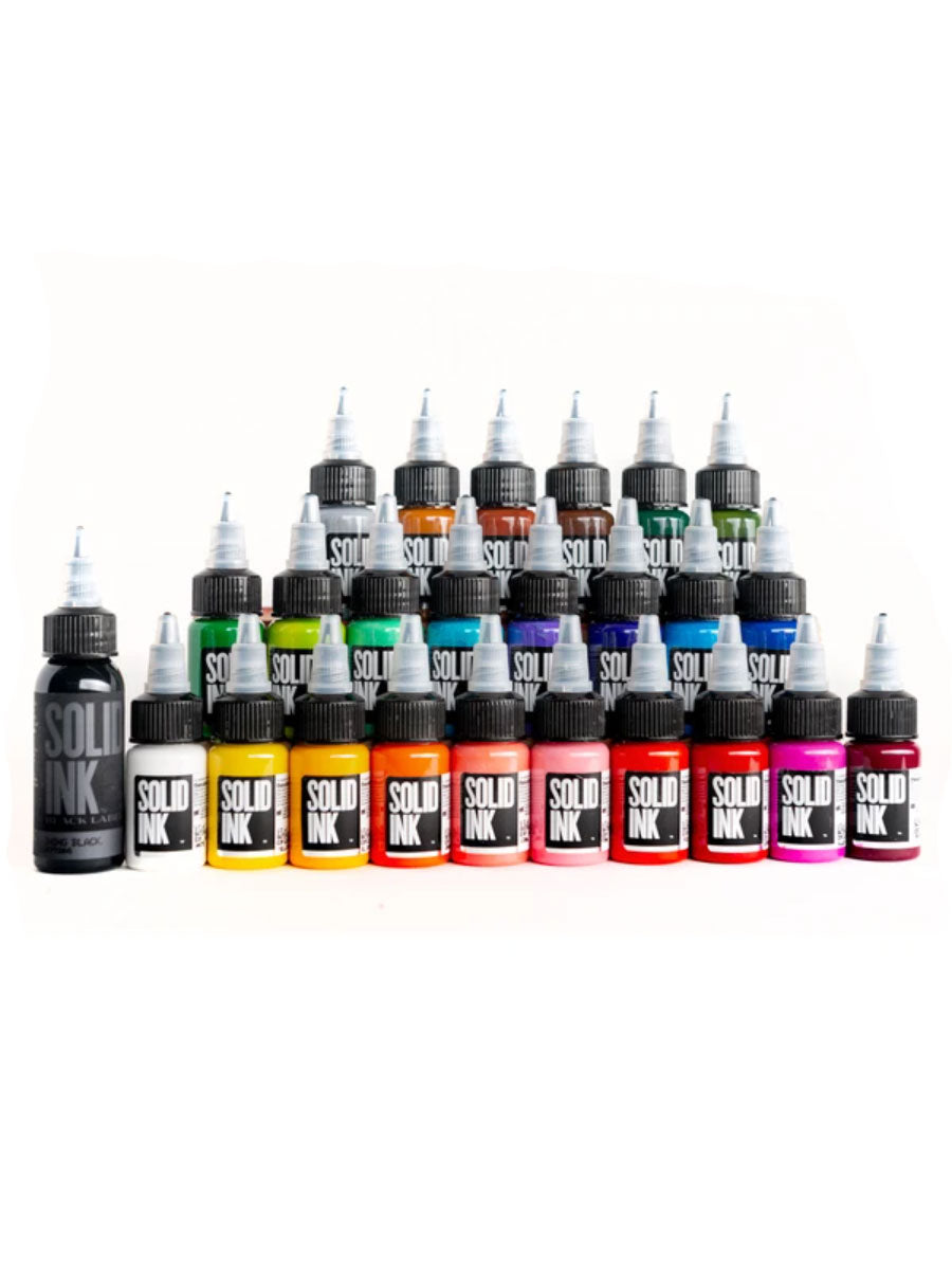 Solid Ink 25 Color Travel 1/2oz Set - Bloody Wolf Tattoo Supply