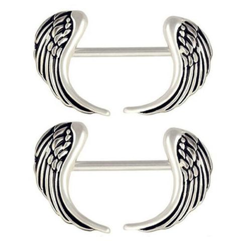 Curved Wings Nipple Barbell Set - Bloody Wolf Tattoo Supply